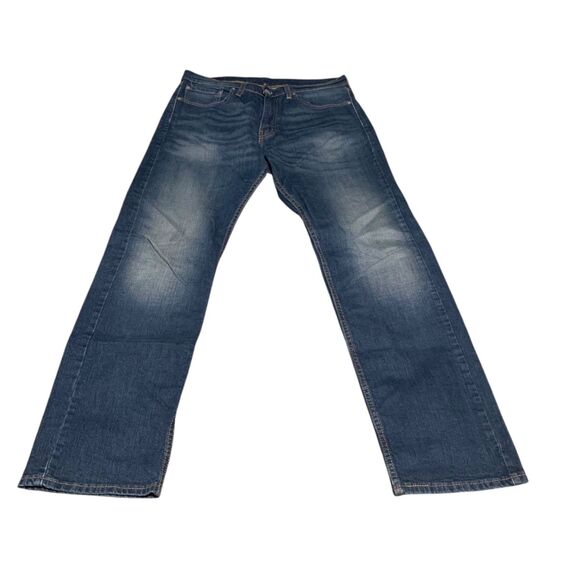 Levis Mens Blue Medium Wash Staright Leg Jeans 33x32 Casual Western Workwear - Picture 1 of 8